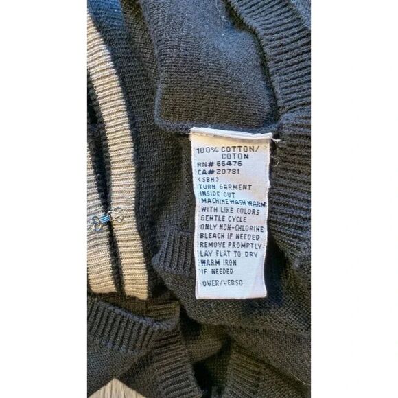 Tommy Hilfiger Women's Medium 3/4 Sleeve Hook & Eye Front Solid Black Sweater - Picture 6 of 7